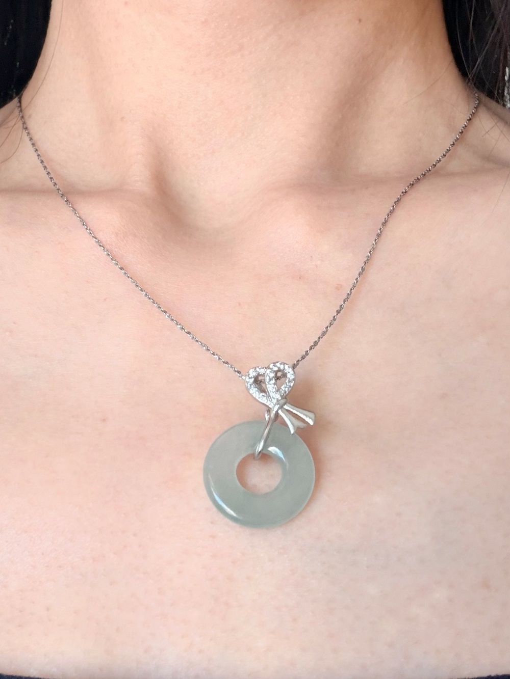 Natural Burmese Jade Grade A Icy Light Teal Jadeite Donut Pendant